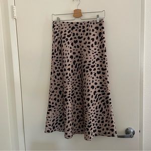 Silk Leopard Midi Skirt